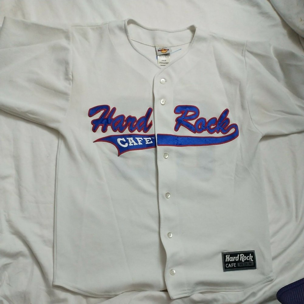 Hard Rock Cafe Mens Medium Spell Out Script Chicago Baseball Jersey